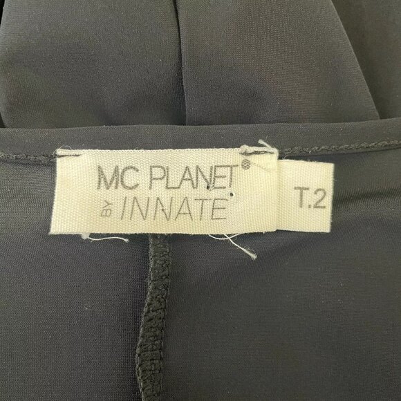 MC Planet by Innate Black Flash Dress Asymmetric Draped Abstract Floral - Picture 9 of 9